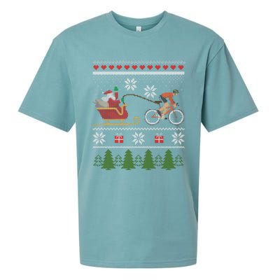 Bike Sledding Santa Sleigh Christmas Cycling Gift Sueded Cloud Jersey T-Shirt