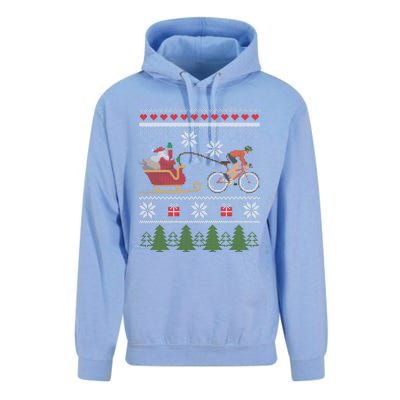 Bike Sledding Santa Sleigh Christmas Cycling Gift Unisex Surf Hoodie