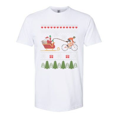 Bike Sledding Santa Sleigh Christmas Cycling Gift Softstyle CVC T-Shirt