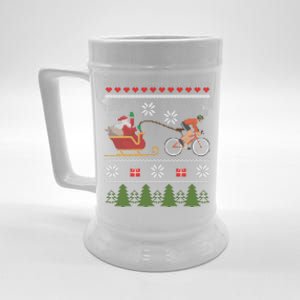 Bike Sledding Santa Sleigh Christmas Cycling Gift Beer Stein