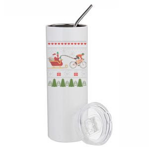 Bike Sledding Santa Sleigh Christmas Cycling Gift Stainless Steel Tumbler