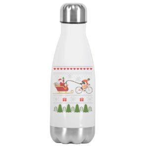 Bike Sledding Santa Sleigh Christmas Cycling Gift Stainless Steel Insulated Water Bottle