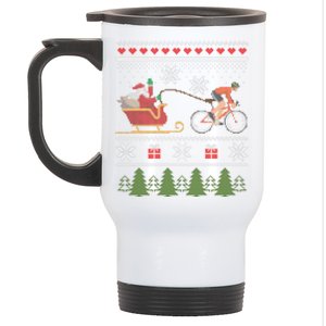 Bike Sledding Santa Sleigh Christmas Cycling Gift Stainless Steel Travel Mug