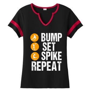 Bump Set Spike Repeat Volleyball Sport Gift Ladies Halftime Notch Neck Tee