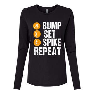 Bump Set Spike Repeat Volleyball Sport Gift Womens Cotton Relaxed Long Sleeve T-Shirt