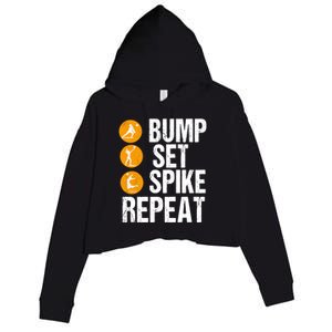 Bump Set Spike Repeat Volleyball Sport Gift Crop Fleece Hoodie