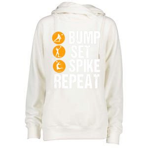 Bump Set Spike Repeat Volleyball Sport Gift Womens Funnel Neck Pullover Hood