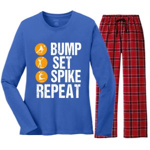 Bump Set Spike Repeat Volleyball Sport Gift Women's Long Sleeve Flannel Pajama Set 