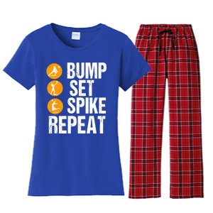 Bump Set Spike Repeat Volleyball Sport Gift Women's Flannel Pajama Set