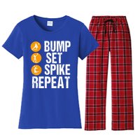 Bump Set Spike Repeat Volleyball Sport Gift Women's Flannel Pajama Set