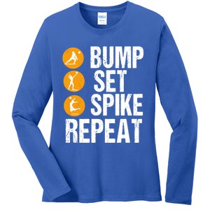 Bump Set Spike Repeat Volleyball Sport Gift Ladies Long Sleeve Shirt