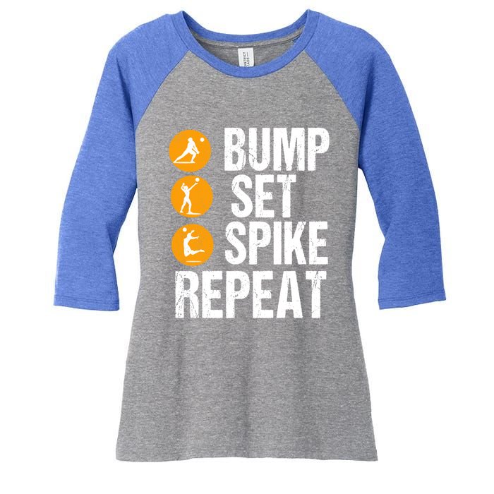 Bump Set Spike Repeat Volleyball Sport Gift Women's Tri-Blend 3/4-Sleeve Raglan Shirt