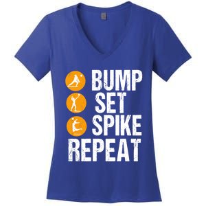 Bump Set Spike Repeat Volleyball Sport Gift Women's V-Neck T-Shirt