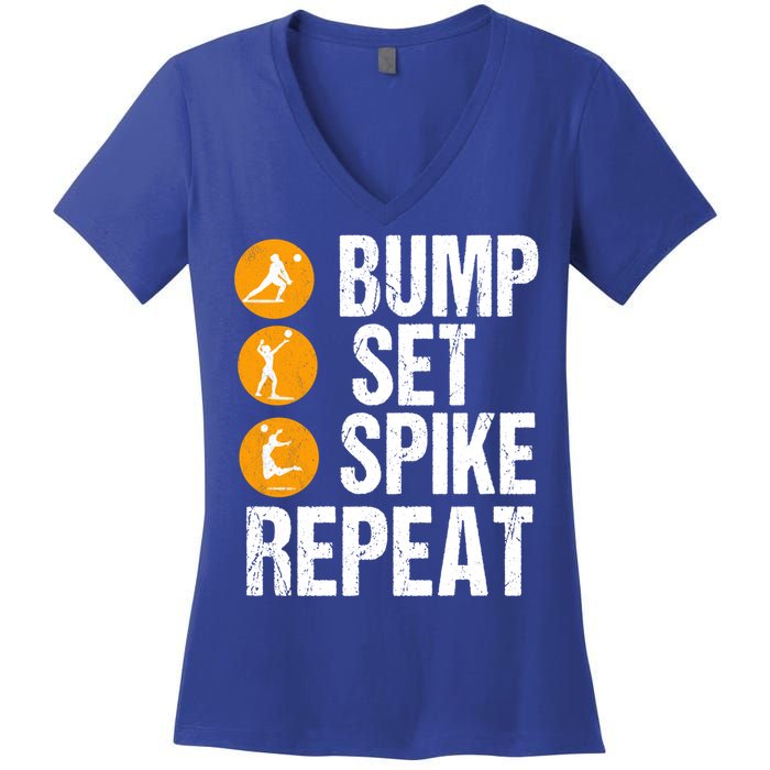 Bump Set Spike Repeat Volleyball Sport Gift Women's V-Neck T-Shirt