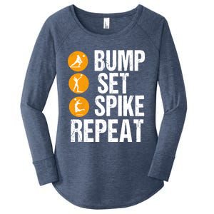 Bump Set Spike Repeat Volleyball Sport Gift Women's Perfect Tri Tunic Long Sleeve Shirt