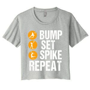 Bump Set Spike Repeat Volleyball Sport Gift Women's Crop Top Tee