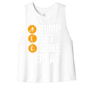 Bump Set Spike Repeat Volleyball Sport Gift Women's Racerback Cropped Tank