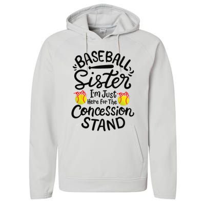 Baseball Sister Softball Heart Sport Lover Funny Performance Fleece Hoodie