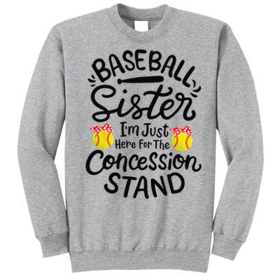 Baseball Sister Softball Heart Sport Lover Funny Tall Sweatshirt