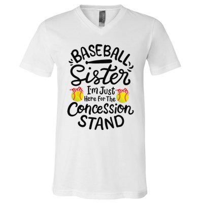 Baseball Sister Softball Heart Sport Lover Funny V-Neck T-Shirt