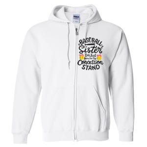 Baseball Sister Softball Heart Sport Lover Funny Full Zip Hoodie