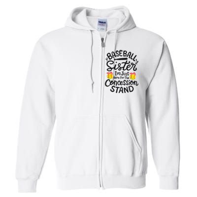 Baseball Sister Softball Heart Sport Lover Funny Full Zip Hoodie