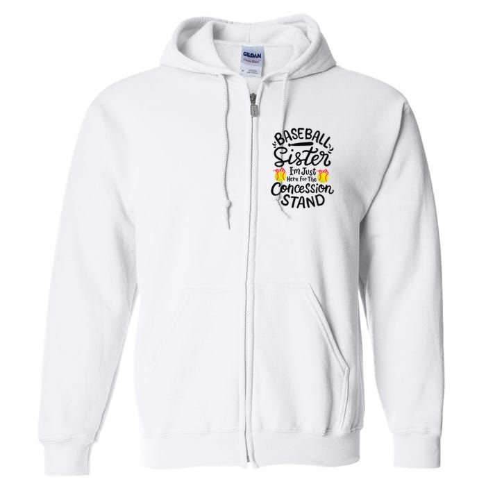 Baseball Sister Softball Heart Sport Lover Funny Full Zip Hoodie