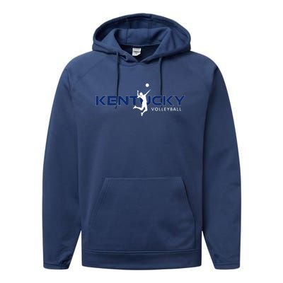 Bluegrass State Sports Fan Kentucky Volleyball Performance Fleece Hoodie