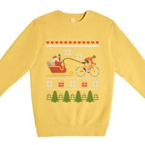 Bike Sledding Santa Sleigh Christmas Cycling Gift Premium Crewneck Sweatshirt