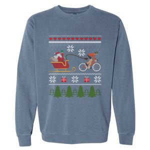 Bike Sledding Santa Sleigh Christmas Cycling Gift Garment-Dyed Sweatshirt