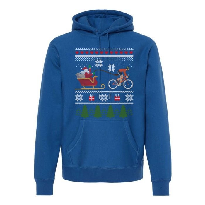 Bike Sledding Santa Sleigh Christmas Cycling Gift Premium Hoodie