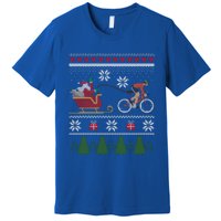 Bike Sledding Santa Sleigh Christmas Cycling Gift Premium T-Shirt