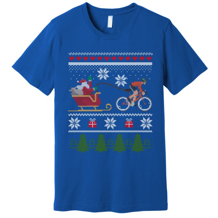 Bike Sledding Santa Sleigh Christmas Cycling Gift Premium T-Shirt