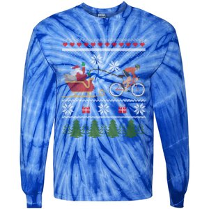 Bike Sledding Santa Sleigh Christmas Cycling Gift Tie-Dye Long Sleeve Shirt