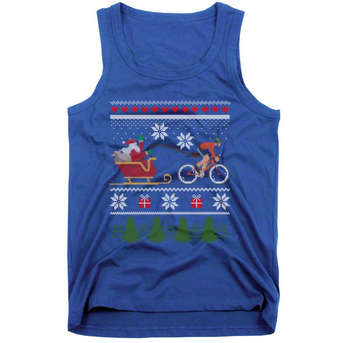 Bike Sledding Santa Sleigh Christmas Cycling Gift Tank Top