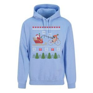 Bike Sledding Santa Sleigh Christmas Cycling Gift Unisex Surf Hoodie