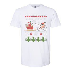 Bike Sledding Santa Sleigh Christmas Cycling Gift Softstyle CVC T-Shirt