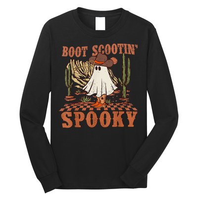 Boot Scootin Spooky Western Halloween Ghost Spooky Season Long Sleeve Shirt