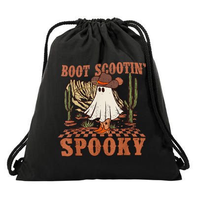 Boot Scootin Spooky Western Halloween Ghost Spooky Season Drawstring Bag