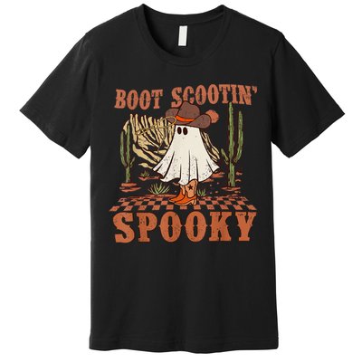 Boot Scootin Spooky Western Halloween Ghost Spooky Season Premium T-Shirt