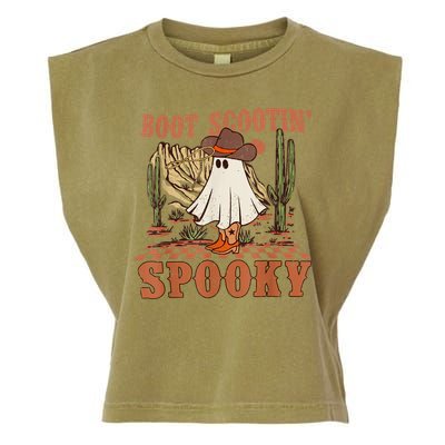Boot Scootin Spooky Western Halloween Ghost Spooky Season Garment-Dyed Women's Muscle Tee