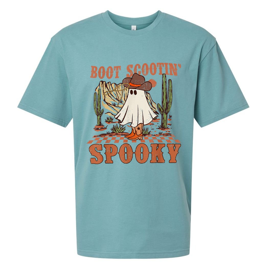 Boot Scootin Spooky Western Halloween Ghost Spooky Season Sueded Cloud Jersey T-Shirt