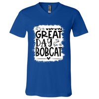 Bobcats School Sports Fan Team Spirit Mascot Gift Bleached V-Neck T-Shirt