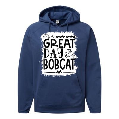 Bobcats School Sports Fan Team Spirit Mascot Gift Bleached Performance Fleece Hoodie