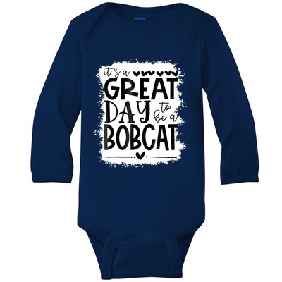 Bobcats School Sports Fan Team Spirit Mascot Gift Bleached Baby Long Sleeve Bodysuit