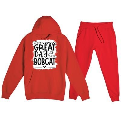 Bobcats School Sports Fan Team Spirit Mascot Gift Bleached Premium Hooded Sweatsuit Set