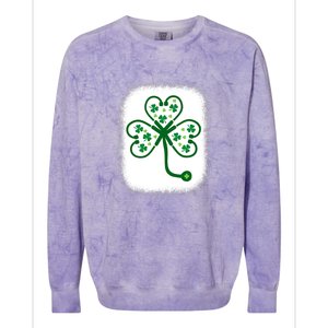 Bleach Shamrock Stethoscope Nurse St Patricks Day For Women Colorblast Crewneck Sweatshirt