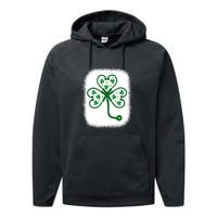 Bleach Shamrock Stethoscope Nurse St Patricks Day For Women Performance Fleece Hoodie