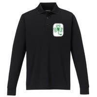 Bleach Shamrock Stethoscope Nurse St Patricks Day For Women Performance Long Sleeve Polo