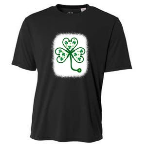 Bleach Shamrock Stethoscope Nurse St Patricks Day For Women Cooling Performance Crew T-Shirt